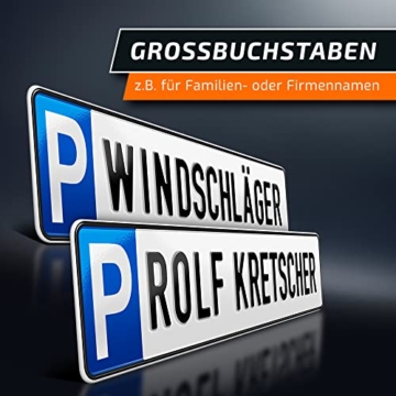 schildEVO 1 Parkplatzschild | 520 x 110 mm | Wunschtext bis zu 14 Zeichen | Parkplatz-Kennzeichen | Privatparkplatz | Individuelle Wunschbeschriftung | DHL-Versand - 3