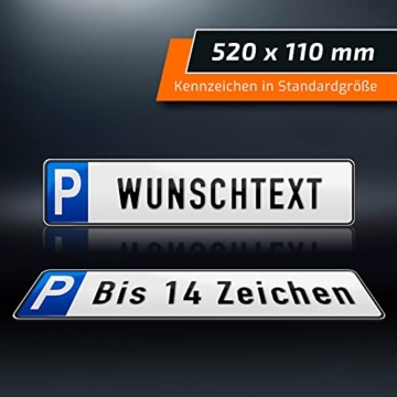 schildEVO 1 Parkplatzschild | 520 x 110 mm | Wunschtext bis zu 14 Zeichen | Parkplatz-Kennzeichen | Privatparkplatz | Individuelle Wunschbeschriftung | DHL-Versand - 7