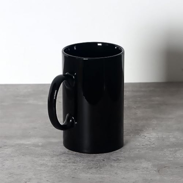 Smilatte 850ml Extra große Keramik Kaffeetasse, M017 Classic Porzellan Boss Super Gross Tasse Big Teetasse mit Griff für Büro und Zuhause, Schwarz - 5