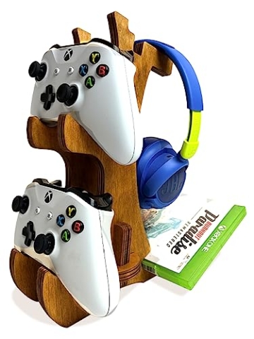 Universeller PS5-Controller-Ständer aus Holz und Headset-Halterung, Gaming-Xbox-Controller, Rack, Schreibtisch-Organizer mit Kopfhörer-Aufhänger für alle PS, Xbox-Switch, Desktop-Gamer-Zubehör - 1