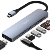 BENFEI USB C HUB 7-in-1, USB-C HUB Multiport Adapter mit USB Typ-C auf HDMI, USB-C zu SD TF Kartenleser/3*USB 3.0/60W Power Delivery, mit iPhone 15 Pro/Max MacBook Pro/Air 2023 iPad Pro iMac S23 - 1