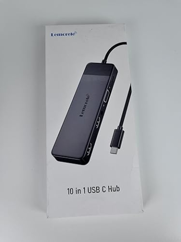 Docking Station USB C Hub 3*Display- 10 in 1, Lemorele Dual HDMI Adapter 4K, 3 USB 3.0/2.0, VGA, PD 100W, Audio, SD/TF, für Windows, Macbook, Dell, HP, Lenovo, Surface - 10