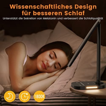 Schreibtischlampe-LASTAR Dimmbare 12W LED-Schreibtischlampen mit USB-Ladeanschluss, 5 Farbmodi, 7 Helligkeitsstufen, 1-Stunden-Timer, Nachtlicht, Memory-Funktion, Tischlampe (Netzteil im Lieferumfang - 4