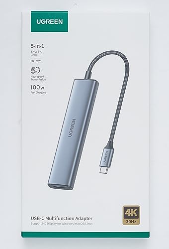 UGREEN Revodok USB C Hub mit PD 100W, 4K HDMI, 3 USB A Datenports 5Gbps USB C Dock USB C Adapter Multiport Adapter für iPhone 15/15 Pro,MacBook Pro/Air, iPad Pro,Surface,XPS,Thinkpad, Galaxy, und mehr - 8