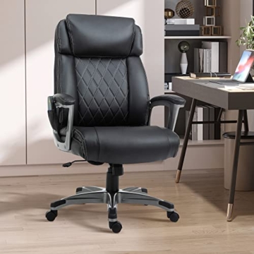 Vinsetto Massage-Bürostuhl 6-Punkt-Massage-Drehstuhl ergonomischer Stuhl Einstellbare aus Kunstleder mit gewölbter Kopfstütze und Armlehne Schwarz 70 x 76,5 x 114-124 cm - 2