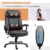 Vinsetto Massage-Bürostuhl 6-Punkt-Massage-Drehstuhl ergonomischer Stuhl Einstellbare aus Kunstleder mit gewölbter Kopfstütze und Armlehne Schwarz 70 x 76,5 x 114-124 cm - 6