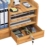 Catekro Schreibtisch-Organizer aus Holz mit Schublade, Aufbewahrungsbox Schreibtisch, Ordnungssystem Schreibtisch Braun(39x29x28cm) - 6