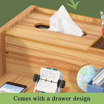 Catekro Schreibtisch-Organizer aus Holz mit Schublade, Aufbewahrungsbox Schreibtisch, Ordnungssystem Schreibtisch Braun(39x29x28cm) - 7