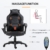 HOMCOM Bürostuhl Massagesessel Massagefunktion mit 6 Vibrationspunkte Ergonomischer Gaming Stuhl mit Wärmefunktion Kunstleder Schwarz 68 x 69 x 108-117cm - 4