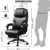 KCREAM Bürostuhl Atmungsaktiver Leder mit Fußstütze Chefsessel mit hoher Rückenlehne und Verstellbarer Armlehne Schreibtisch Drehsessel höhenverstellbar bis 210 KG(schwarz) - 3