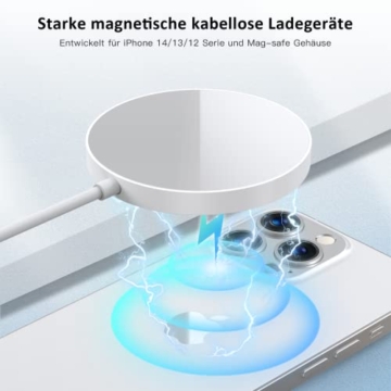 Mag-Safe Ladegerät Wireless Charger für iPhone: Magnet Ladestation Induktive kabellos Ladepad Kompatibel mit iPhone 15 14 13 12 und Air-Pods 3 2 Pro mit 20W Schnelles Adapter - 6