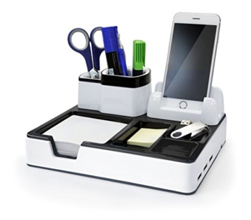 Monolith DO 003-17 - Desk Organizer, Tischorganizer mit 3 USB Lade-Anschlüssen, Smartphone Steckplatz, Stiftehalter und Ablagefach, 1 Stück - 2