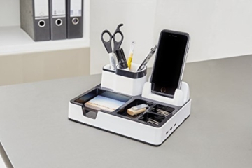 Monolith DO 003-17 - Desk Organizer, Tischorganizer mit 3 USB Lade-Anschlüssen, Smartphone Steckplatz, Stiftehalter und Ablagefach, 1 Stück - 3