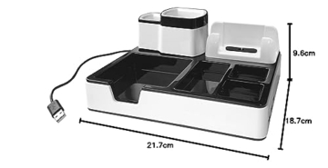 Monolith DO 003-17 - Desk Organizer, Tischorganizer mit 3 USB Lade-Anschlüssen, Smartphone Steckplatz, Stiftehalter und Ablagefach, 1 Stück - 5
