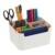 Relaxdays Schreibtisch Organizer, 5 Fächer, Kunststoff und Holz, Badorganizer, modern, HxBxT: 9,5 x 18 x 15 cm, weiß - 1