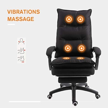 Vinsetto Bürostuhl Massage, Chefsessel mit Massagefunktion, Gaming Stuhl, höhenverstellbarer, ergonomischer Drehstuhl, Massage Sessel, Nylon, Schwarz, 70 x 62 x 120-130 cm - 6
