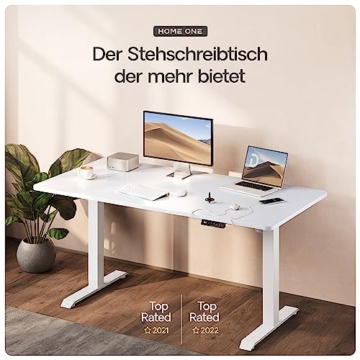 Desktronic Höhenverstellbarer Schreibtisch 160x80 cm - Stabiler Schreibtisch Höhenverstellbar Elektrisch - Standing Desk mit Touchscreen und Integrierten Ladesteckern - 2