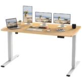 FLEXISPOT EF1 160x80cm Elektrisch Höhenverstellbarer Schreibtisch - Schnelle Montage, Memory-Handsteuerung - Sitz-Stehpult für Büro & Home-Office (ahorn, weiß Gestell) - 1