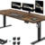 JUMMICO Höhenverstellbarer Schreibtisch 160 x 80 cm mit Kabelwanne, Schreibtisch Höhenverstellbar Elektrisch Stehpult mit USB-Buchse, Ergonomischer Steh-Sitz Tisch mit 360°Rollen,Vintage-Braun - 1