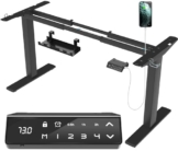 JUMMICO Höhenverstellbarer Schreibtisch Gestell mit USB-Buchse und Kabelwanne, Elektrisch Stufenlos Höhenverstellbar Ttischgestell mit Rollen, Steh Schreibtisch Stehpult（Schwarz） - 1